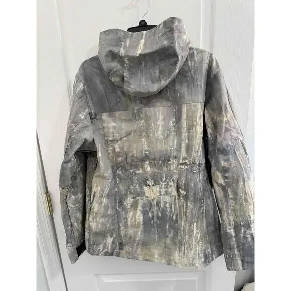 VRST Multicolor Abstract Print Hooded Jacket Medium On Trend Fashion